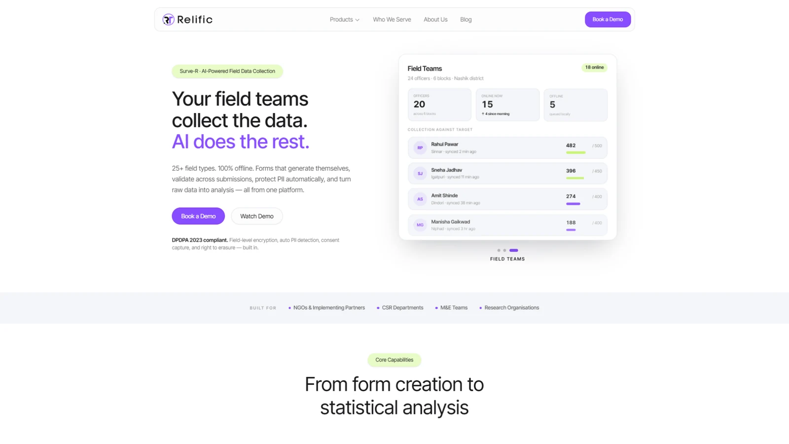 Relific Surve-R data collection product page